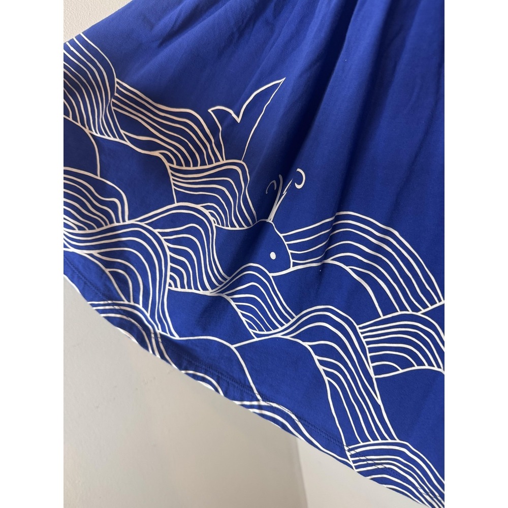 Tea Collection Dress Girls 5 Blue Whale Ocean Waves Short Sleeve Cotton Graphic - Picture 3 of 6
